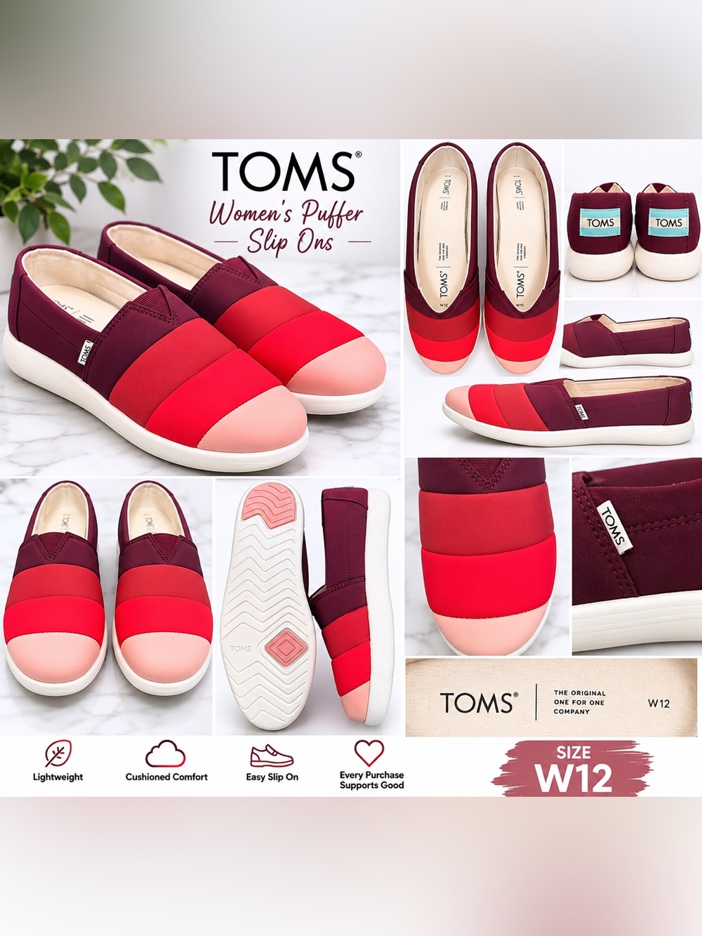 TOMS |Women’s Size 12 |Lightweight Cushioned Colorblock Slip-On Comfort Shoes - Picture 1 of 9